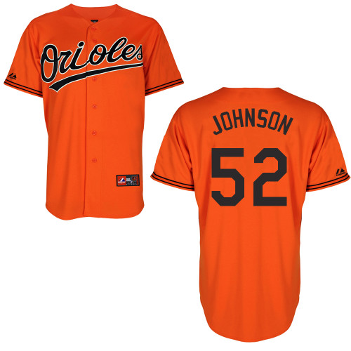 Steve Johnson #52 MLB Jersey-Baltimore Orioles Men's Authentic Alternate Orange Cool Base Baseball Jersey